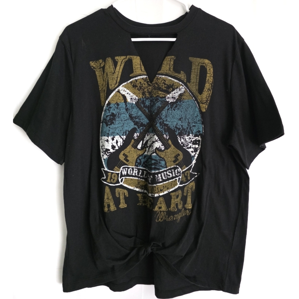 WRANGLER Black Graphic 'Wild at Heart' Guitar Tee L